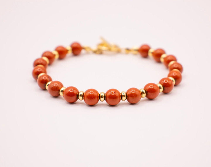 CIRCÉ | Bracelet en Jaspe rouge et plaqué Or 18 et 24 carats
