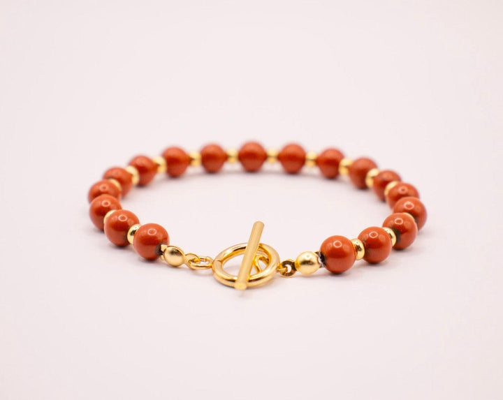 CIRCÉ | Bracelet en Jaspe rouge et plaqué Or 18 et 24 carats