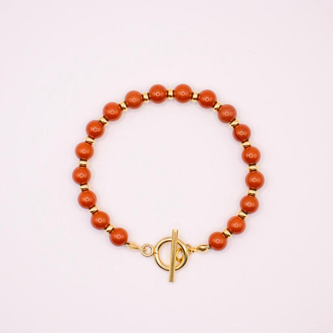 CIRCÉ | Bracelet en Jaspe rouge et plaqué Or 18 et 24 carats