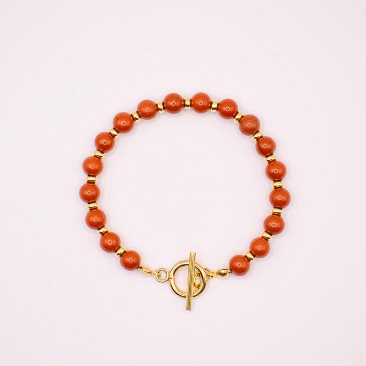 CIRCÉ | Bracelet en Jaspe rouge et plaqué Or 18 et 24 carats