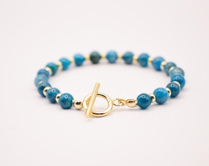 CIRCÉ | Bracelet en Apatite bleue et plaqué Or 18 et 24 carats