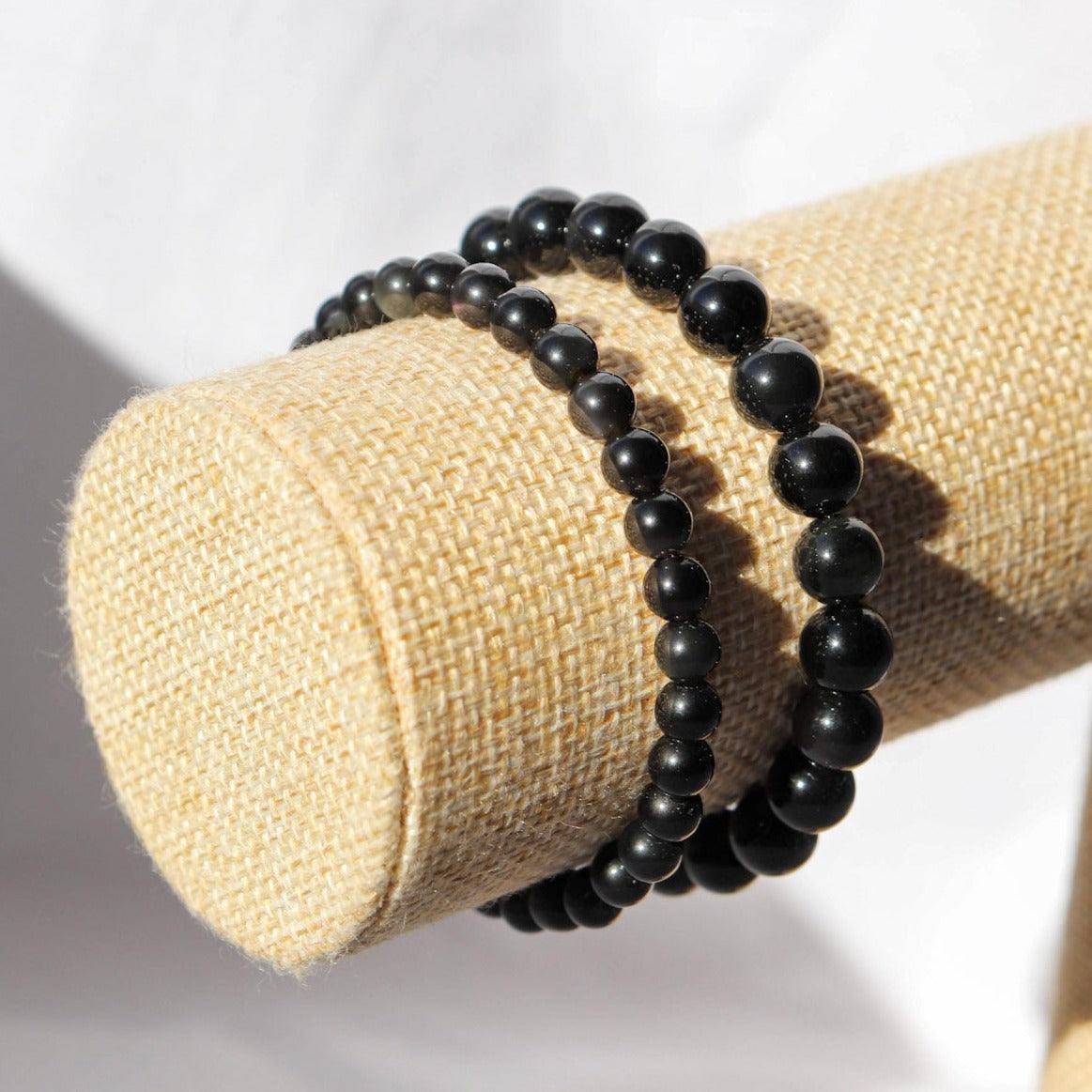 Bracelet Obsidienne Noire - Perles 4mm à 18mm - Pierre Minéraux