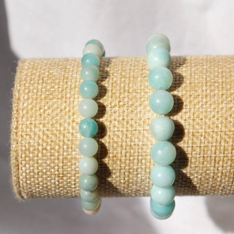 bracelet amazonite dépolie qualite B naturelle