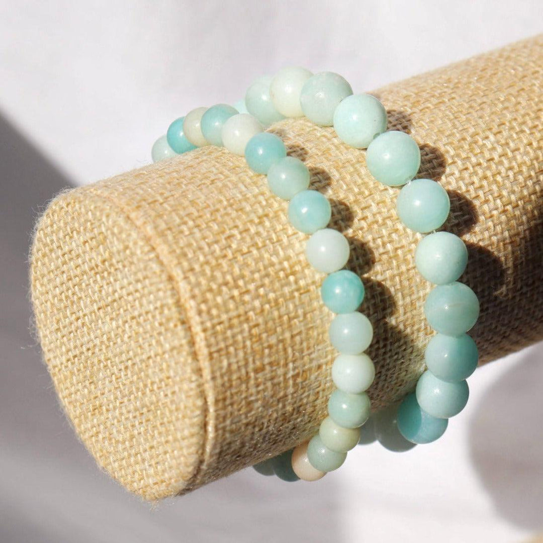 bracelet amazonite dépolie qualite B naturelle