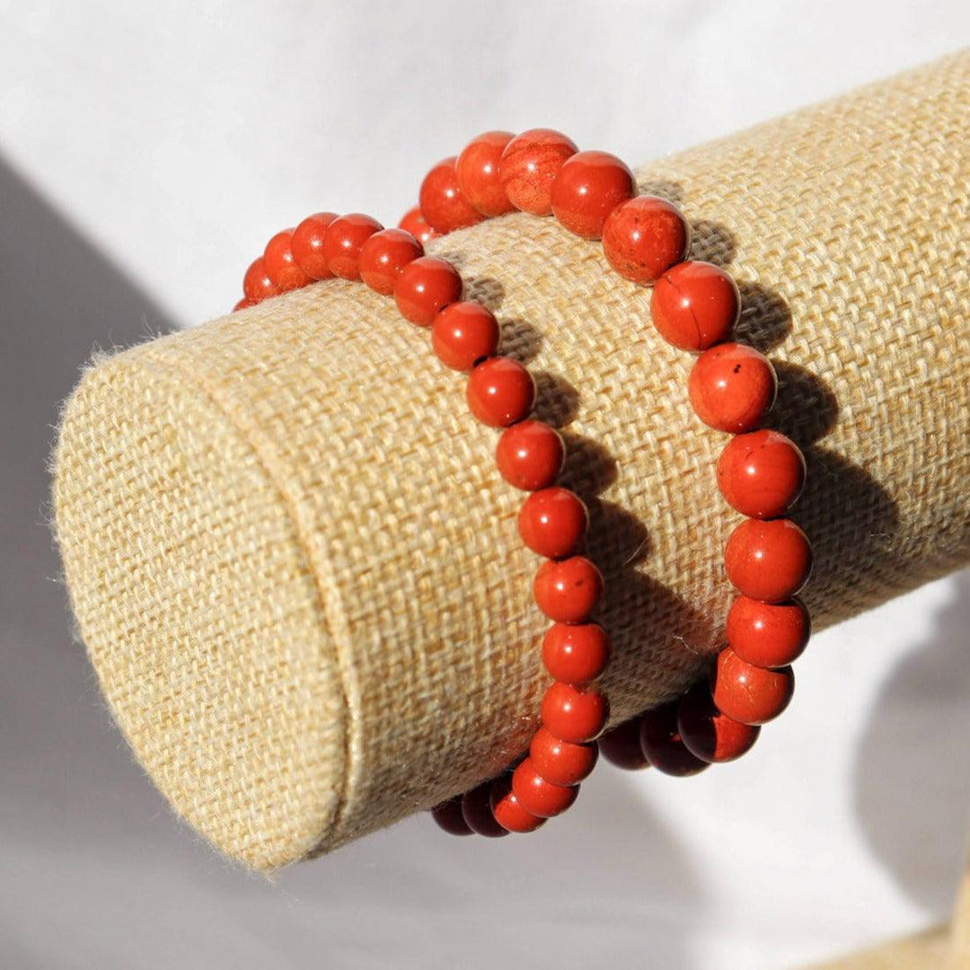 Bracelet en Jaspe rouge naturel