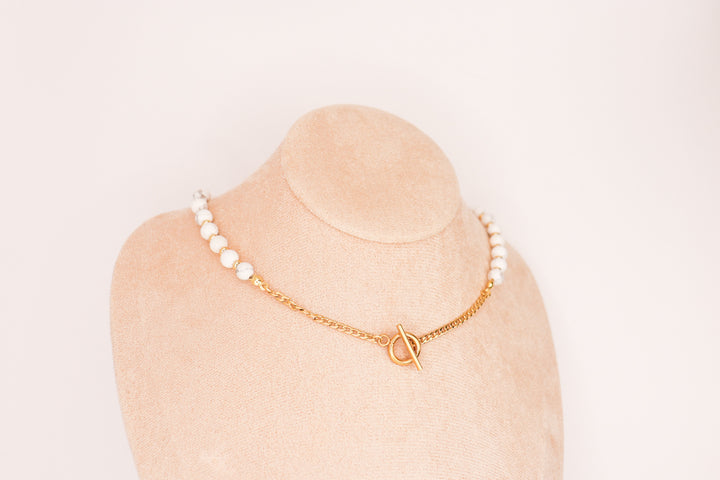 CIRCÉ | Collier en Howlite et plaqué Or 18 et 24 carats