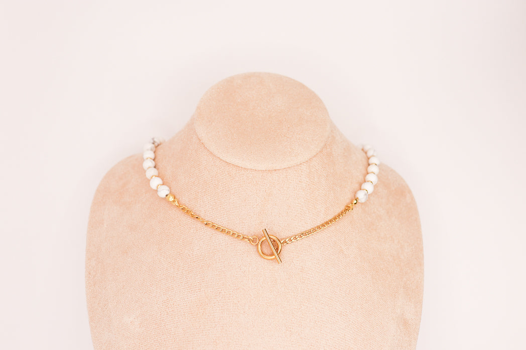 CIRCÉ | Collier en Howlite et plaqué Or 18 et 24 carats
