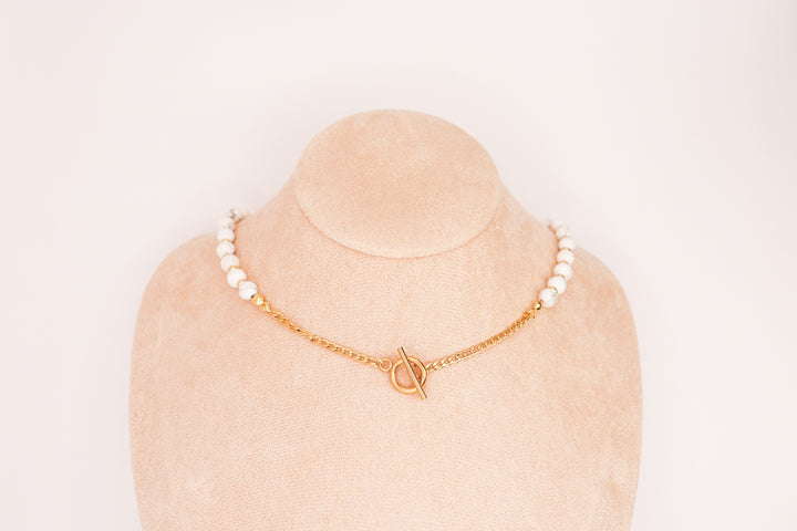 CIRCÉ | Collier en Howlite et plaqué Or 18 et 24 carats