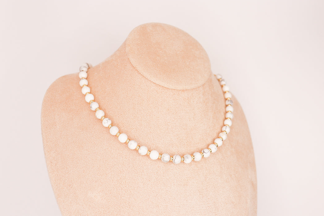CIRCÉ | Collier en Howlite et plaqué Or 18 et 24 carats