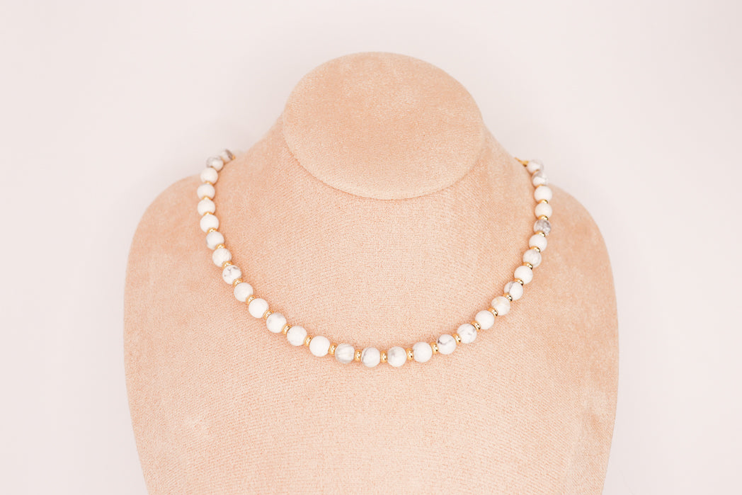 CIRCÉ | Collier en Howlite et plaqué Or 18 et 24 carats