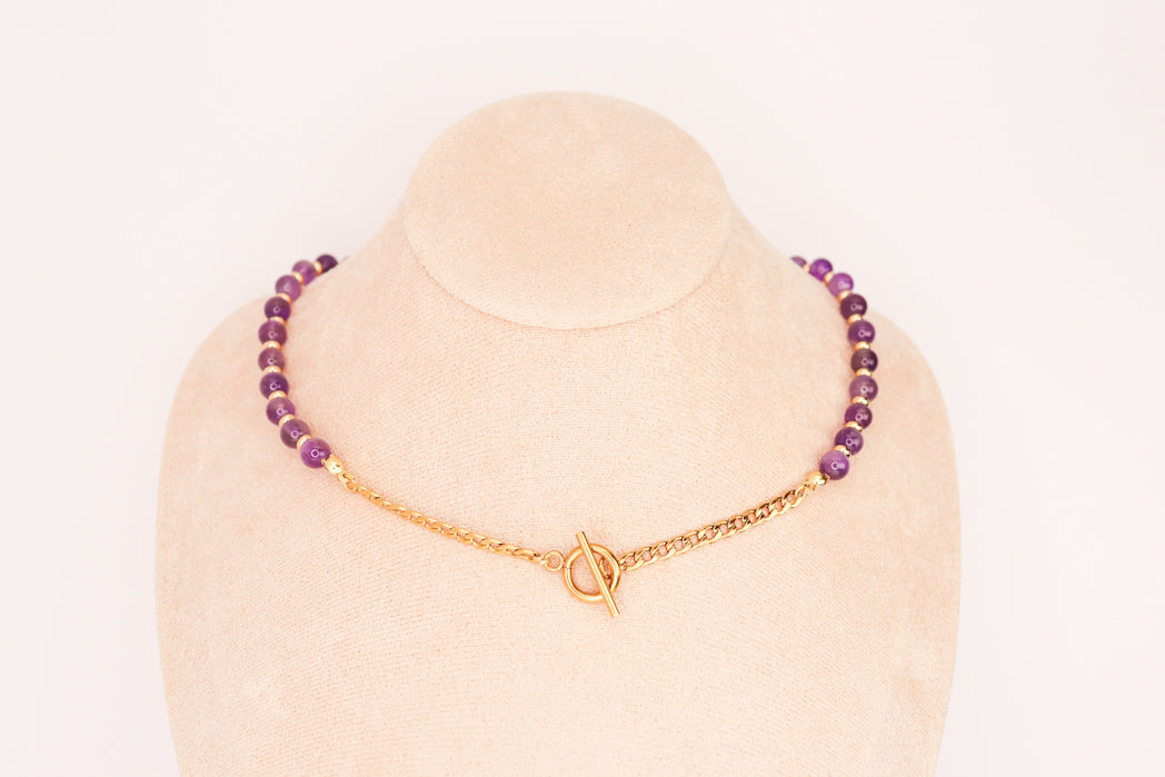 CIRCÉ | Collier en Améthyste et plaqué Or 18 et 24 carats