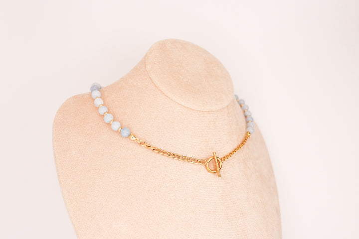 CIRCÉ | Collier en Aigue-marine et plaqué Or 18 et 24 carats