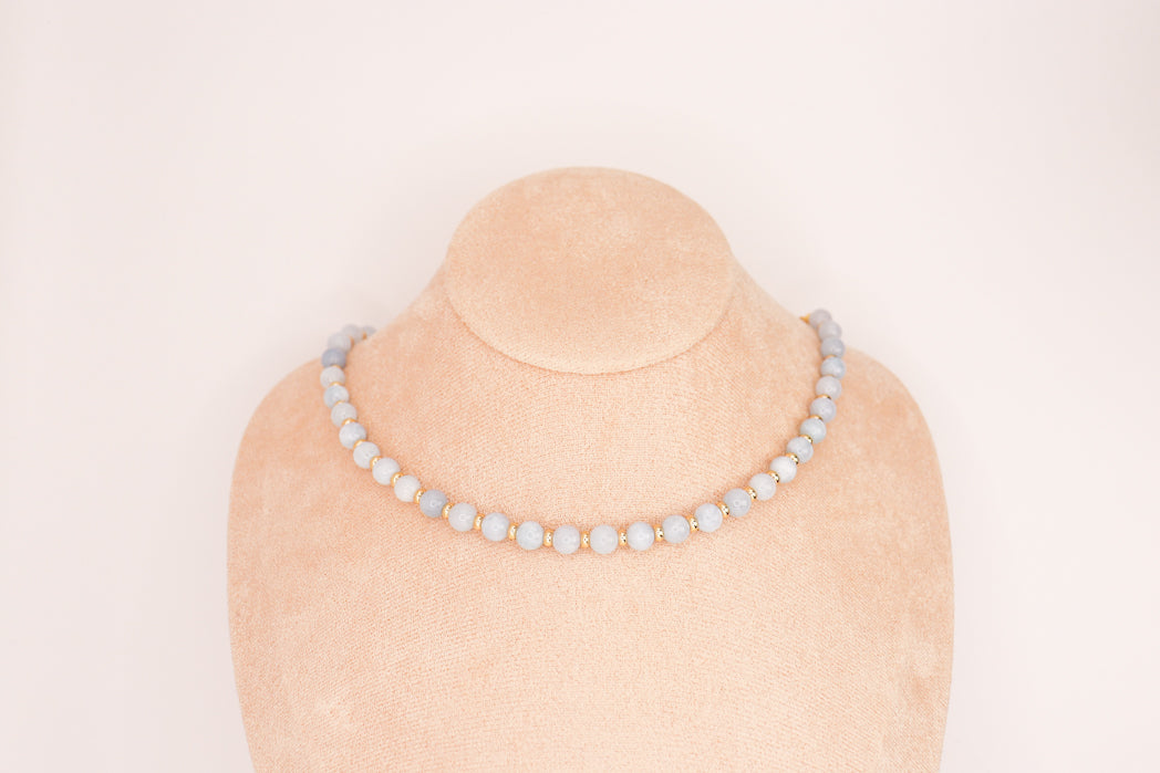 CIRCÉ | Collier en Aigue-marine et plaqué Or 18 et 24 carats