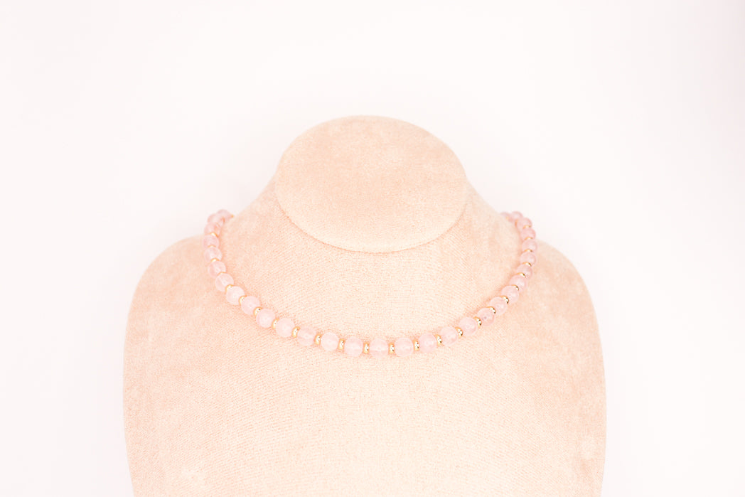 CIRCÉ | Collier en Quartz rose et plaqué Or 18 et 24 carats
