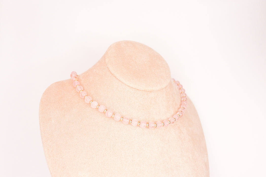 CIRCÉ | Collier en Quartz rose et plaqué Or 18 et 24 carats