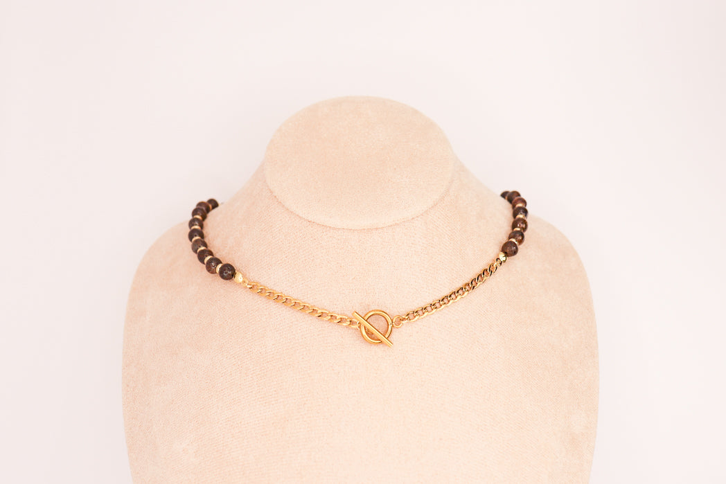 CIRCÉ | Collier en Bronzite et plaqué Or 18 et 24 carats