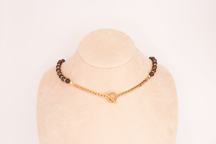 CIRCÉ | Collier en Bronzite et plaqué Or 18 et 24 carats