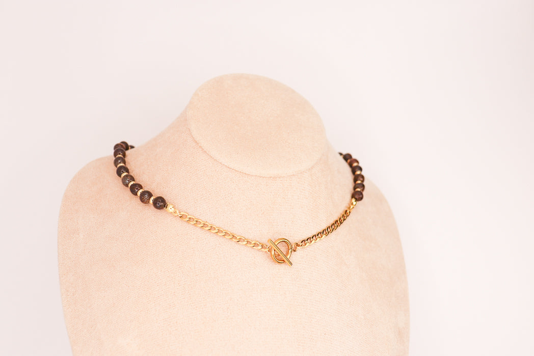 CIRCÉ | Collier en Bronzite et plaqué Or 18 et 24 carats