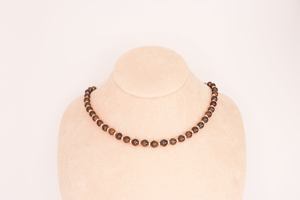 CIRCÉ | Collier en Bronzite et plaqué Or 18 et 24 carats