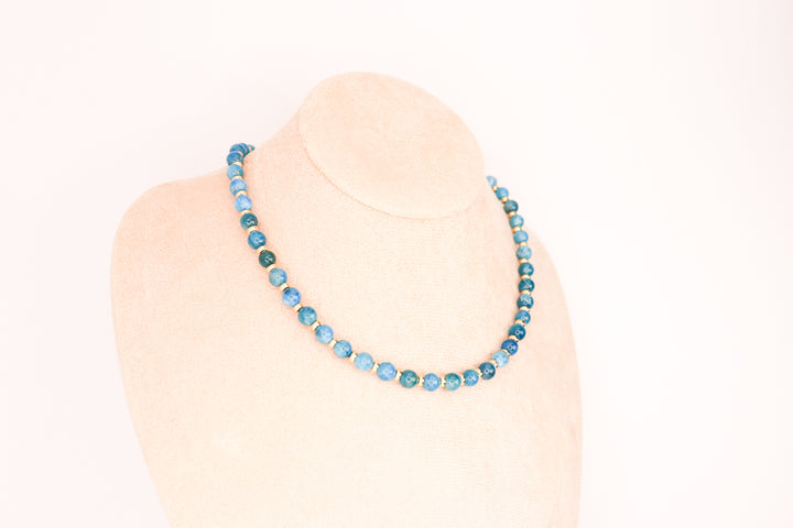 CIRCÉ | Collier en Apatite bleue et plaqué Or 18 et 24 carats