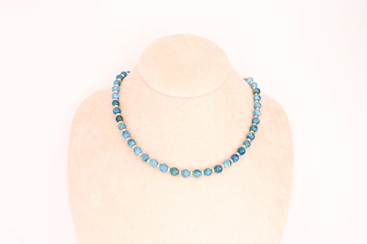 CIRCÉ | Collier en Apatite bleue et plaqué Or 18 et 24 carats