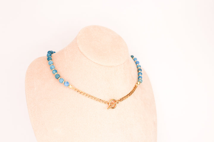CIRCÉ | Collier en Apatite bleue et plaqué Or 18 et 24 carats