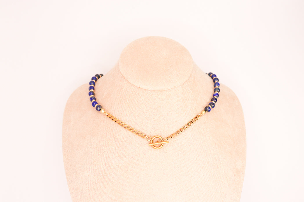 CIRCÉ | Collier en Lapis lazuli et plaqué Or 18 et 24 carats
