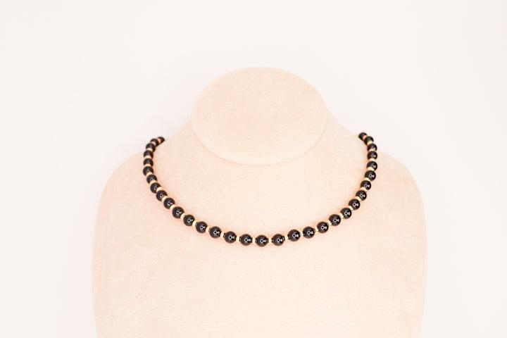 CIRCÉ | Collier en Tourmaline noire et plaqué Or 18 et 24 carats