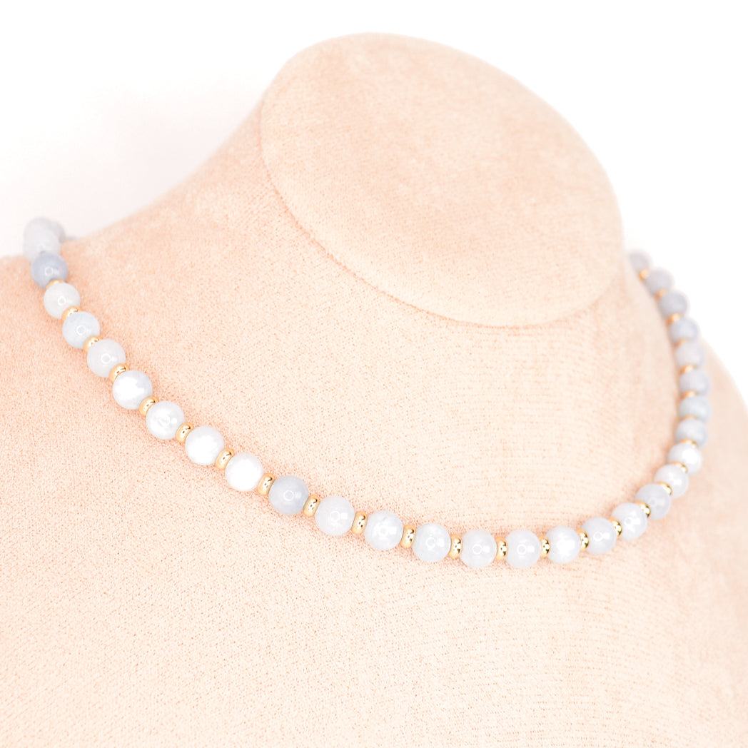 Collier en Aigue-marine et plaqué or véritable collection circé