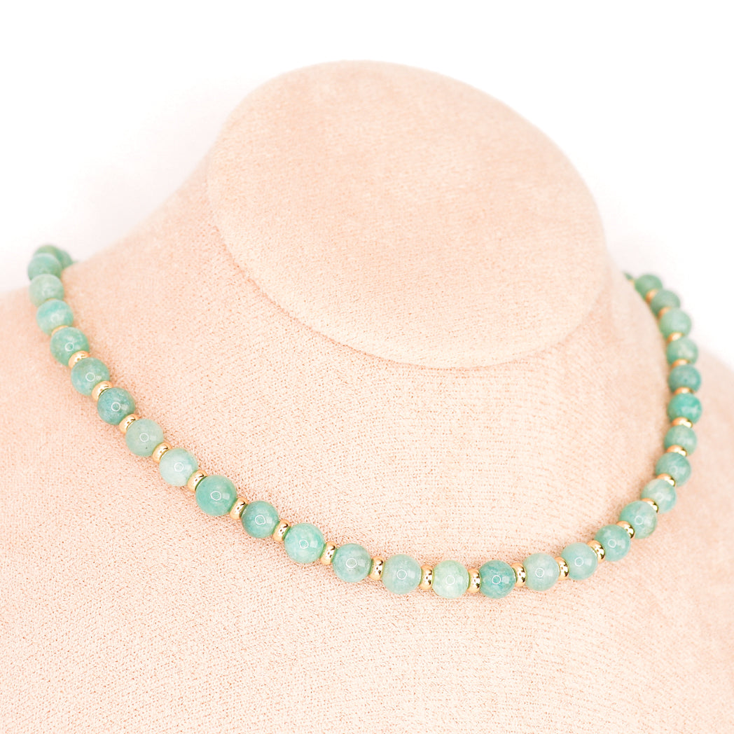 Collier en Amazonite et plaqué or véritable collection circé