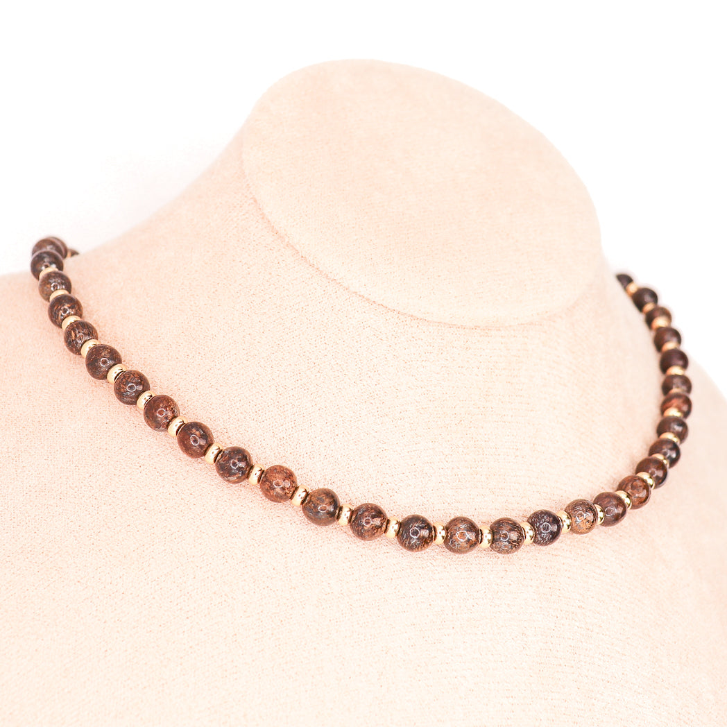 Collier en bronzite et plaqué or véritable collection circé