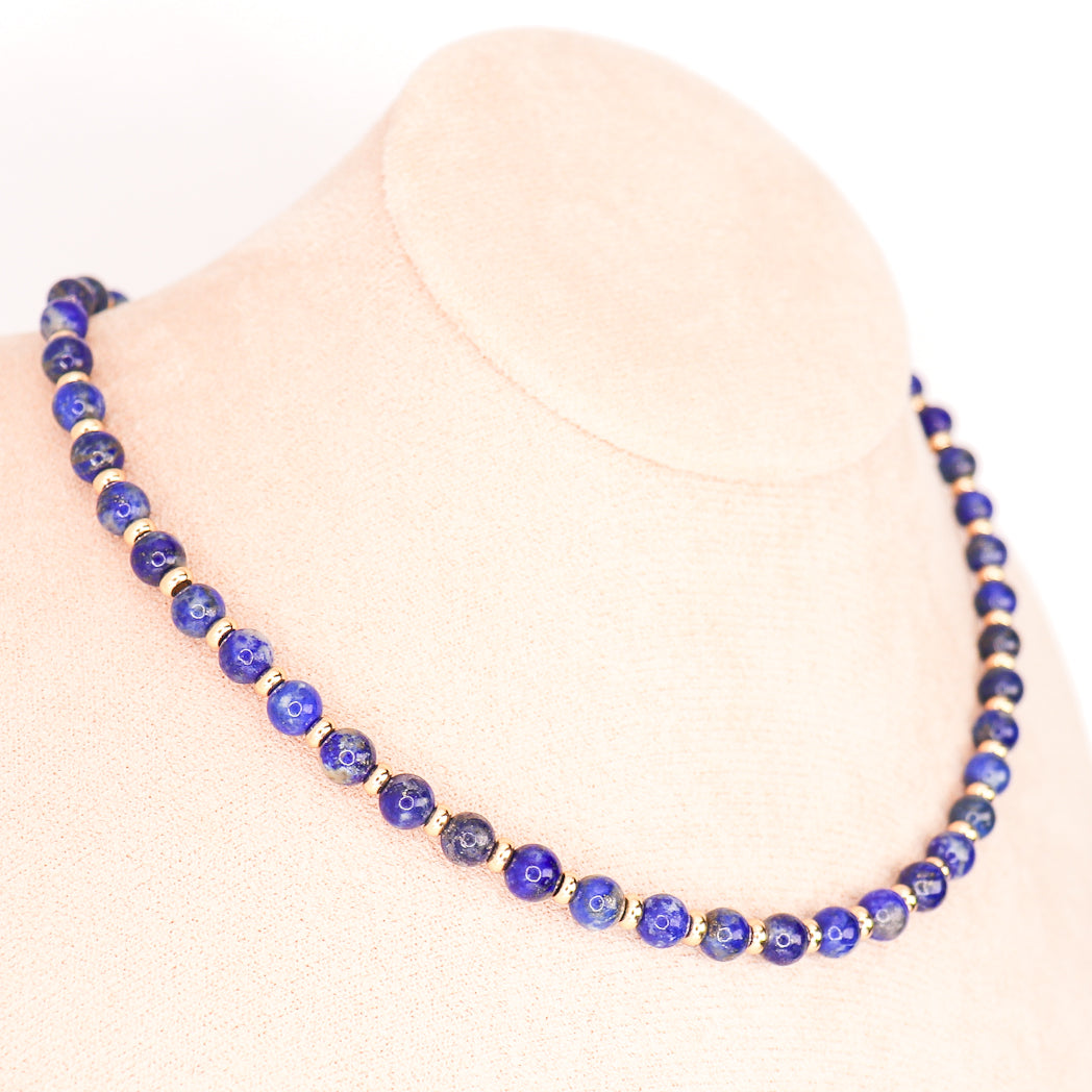 Collier en Lapis Lazuli et plaqué or véritable collection circé