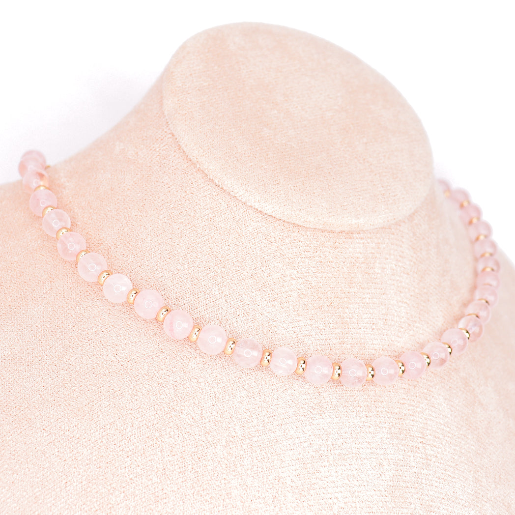 Collier en Quartz rose et plaqué or véritable collection circé