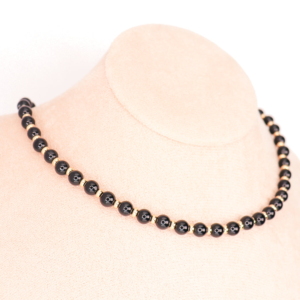 Collier en tourmaline noire et plaqué or véritable collection circé