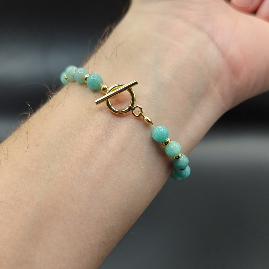 CIRCÉ | Bracelet en Amazonite et plaqué Or 18 et 24 carats