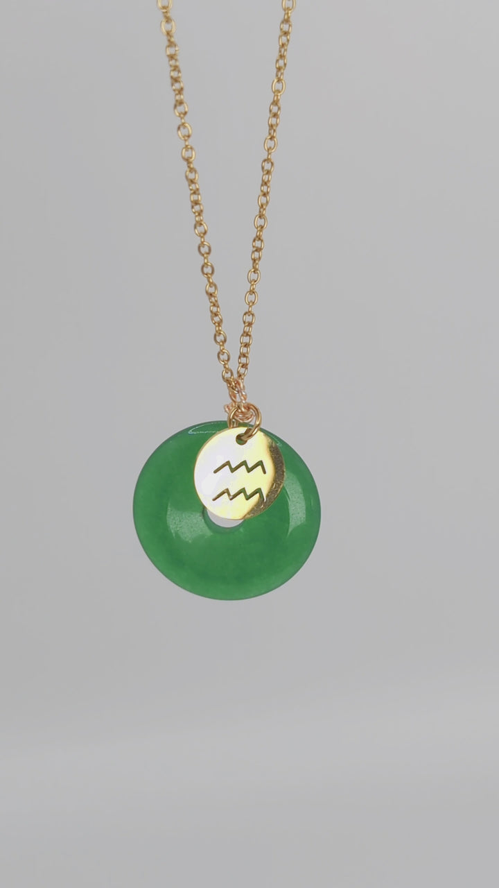 PERSONNALISÉ | Pendentif Donut en Jade + Charm Astro