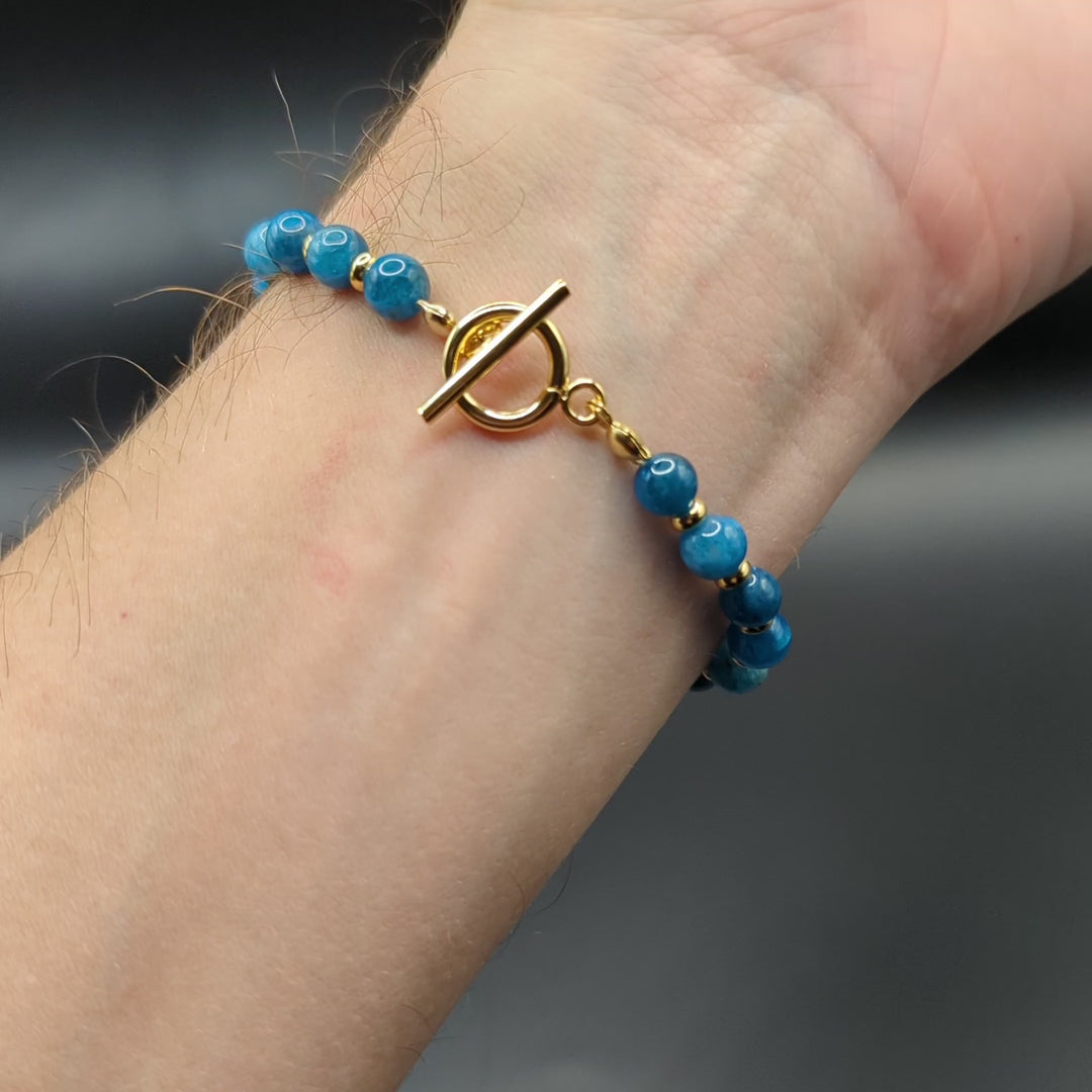 CIRCÉ | Bracelet en Apatite bleue et plaqué Or 18 et 24 carats