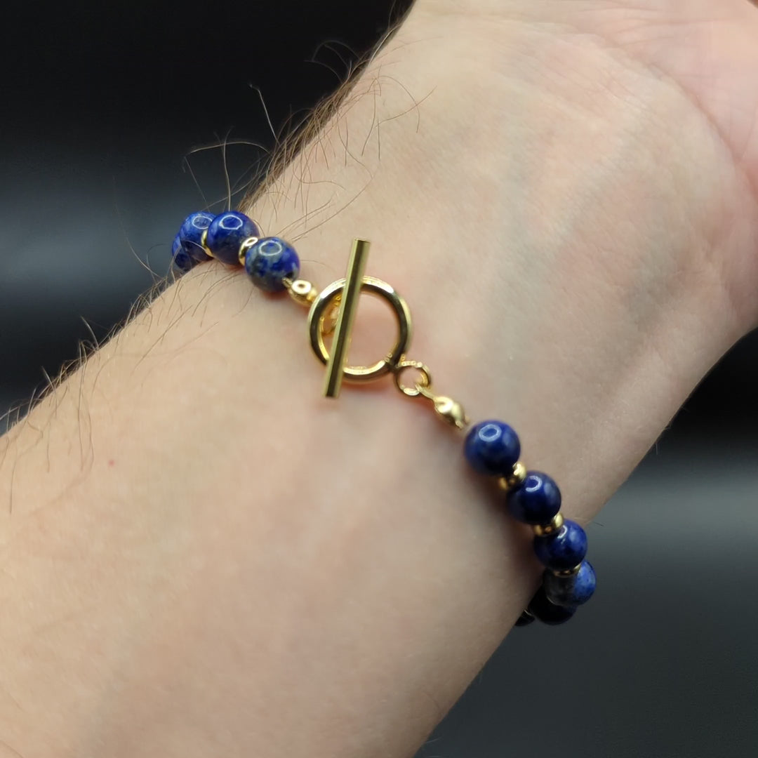 CIRCÉ | Bracelet en Lapis-Lazuli et acier inoxydable plaqué Or 18 carats
