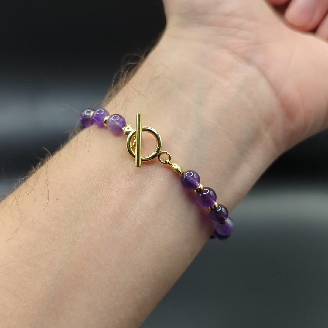 CIRCÉ | Bracelet en Améthyste et acier inoxydable plaqué Or 18 carats