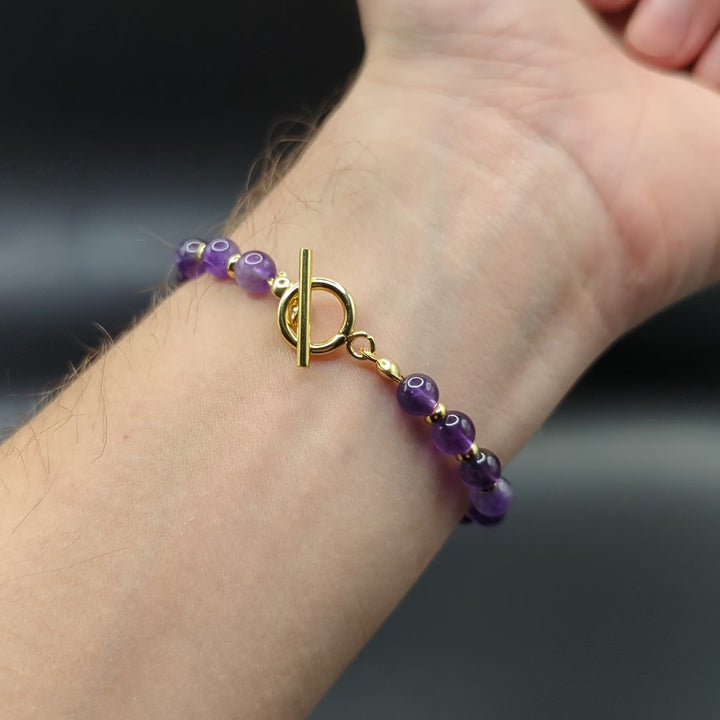 CIRCÉ | Bracelet en Améthyste et acier inoxydable plaqué Or 18 carats