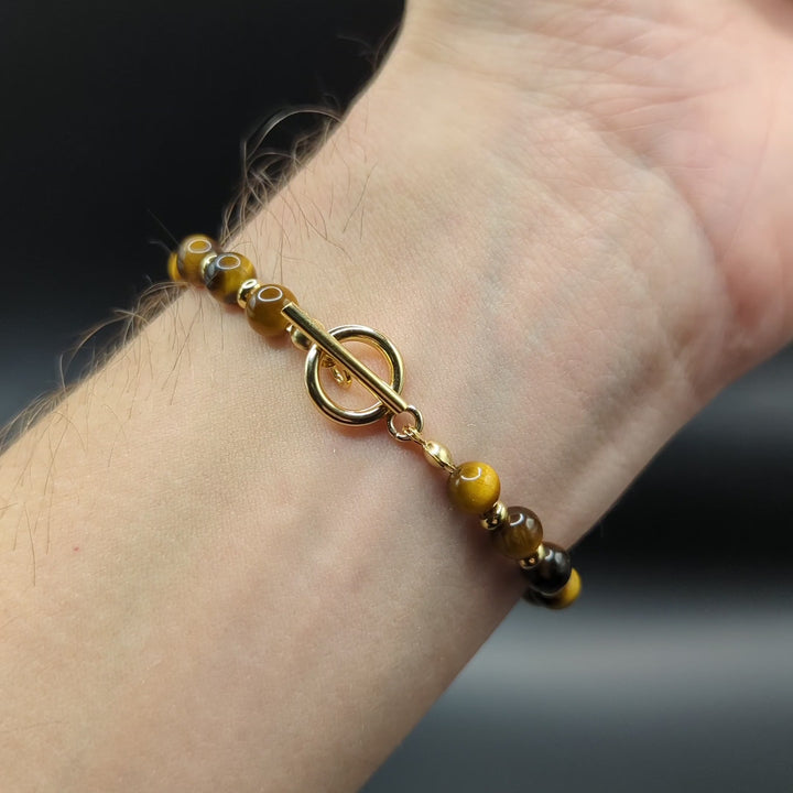 CIRCÉ | Bracelet en Oeil de tigre et plaqué Or 18 et 24 carats