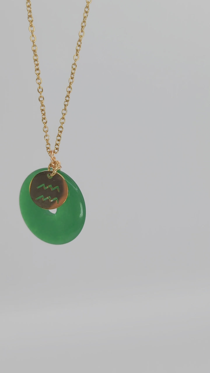 PERSONNALISÉ | Pendentif Donut en Jade + Charm Astro