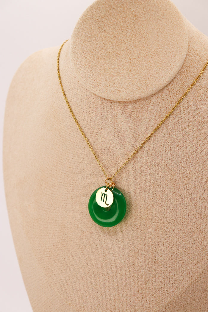 PERSONNALISÉ | Pendentif Donut en Jade + Charm Astro