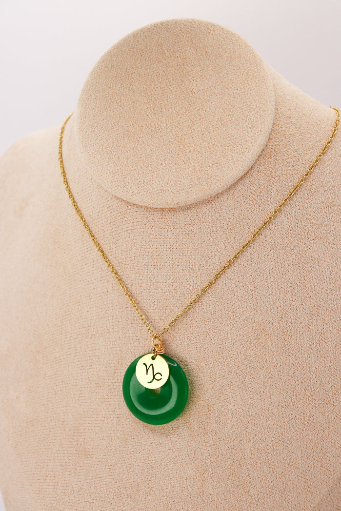 PERSONNALISÉ | Pendentif Donut en Jade + Charm Astro