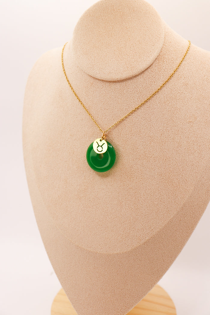 PERSONNALISÉ | Pendentif Donut en Jade + Charm Astro