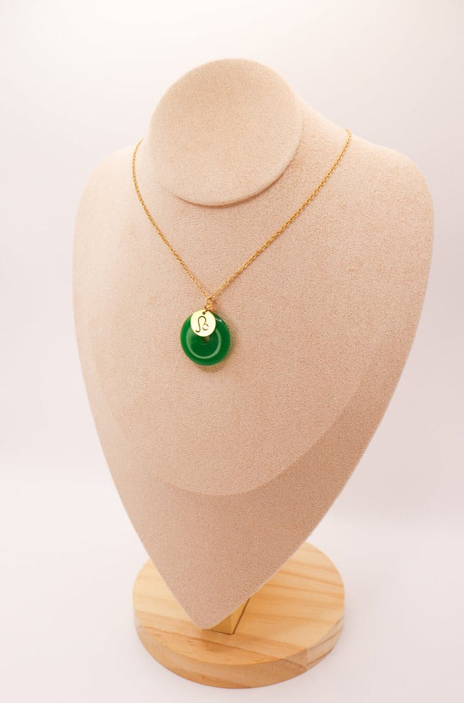 PERSONNALISÉ | Pendentif Donut en Jade + Charm Astro