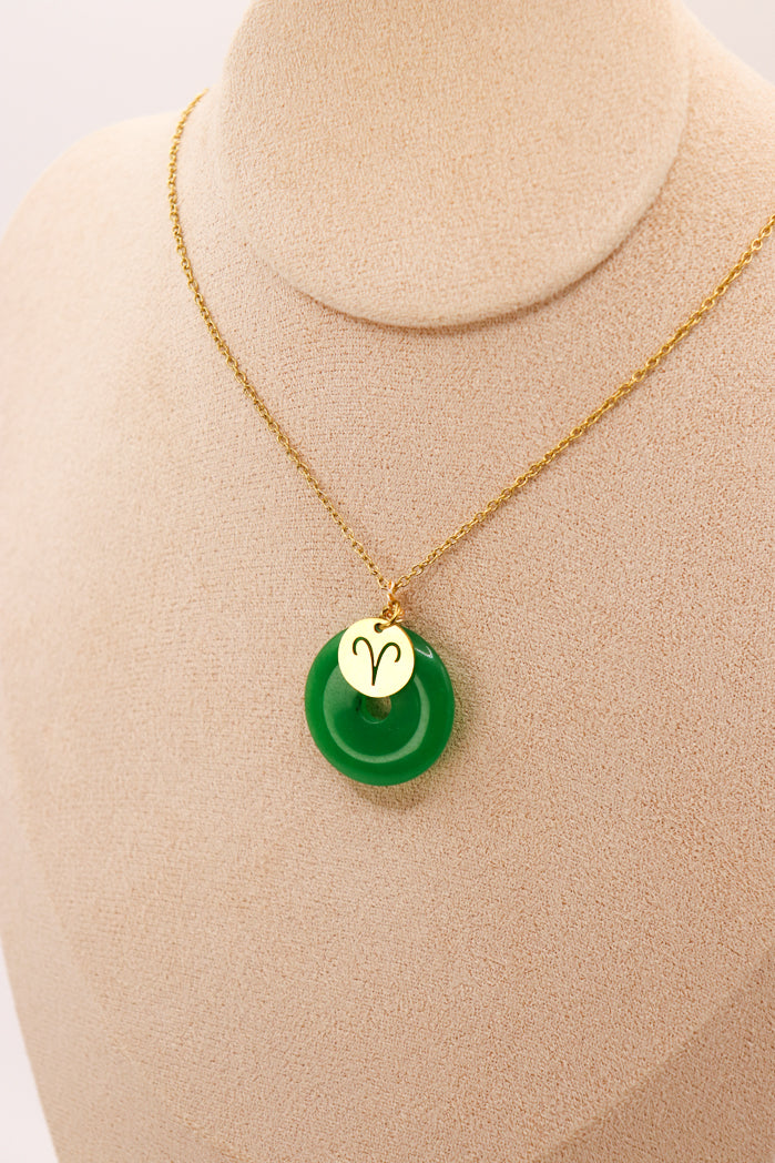 PERSONNALISÉ | Pendentif Donut en Jade + Charm Astro