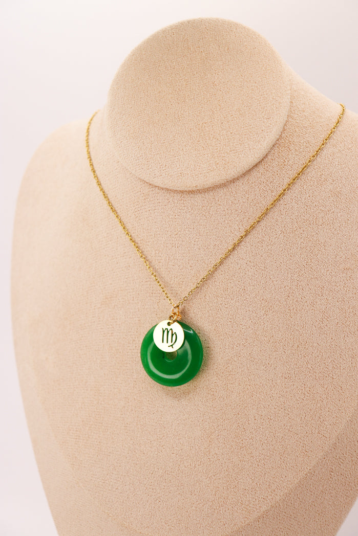 PERSONNALISÉ | Pendentif Donut en Jade + Charm Astro