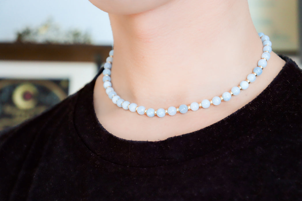 CIRCÉ | Collier en Aigue-marine et plaqué Or 18 et 24 carats