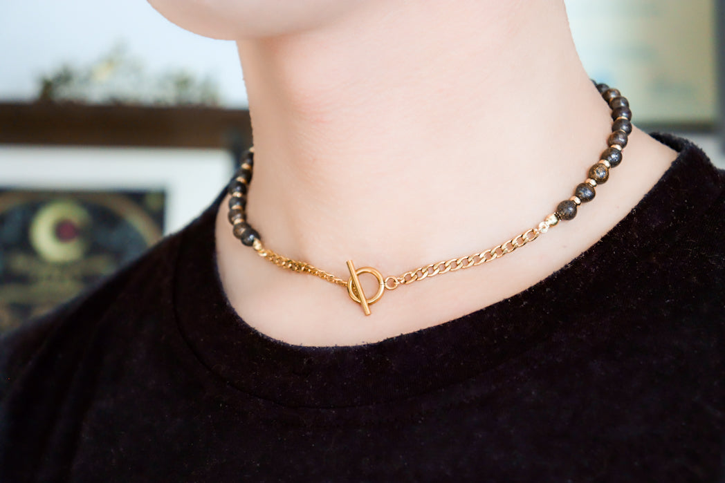 CIRCÉ | Collier en Bronzite et plaqué Or 18 et 24 carats